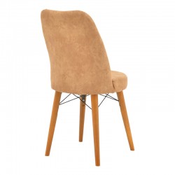 Chair Nevis I pakoworld antique brown fabric-walnut leg