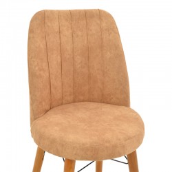 Chair Nevis I pakoworld antique brown fabric-walnut leg