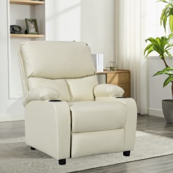 Armchair relax with cupholder Gartia pakoworld pu in cream color 79x94x102cm