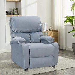 Armchair relax with cupholder Gartia pakoworld velvet in grey color 79x94x102cm