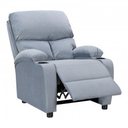 Armchair relax with cupholder Gartia pakoworld velvet in grey color 79x94x102cm