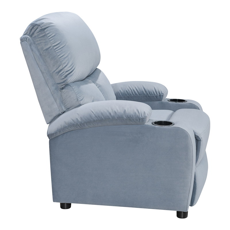 Armchair relax with cupholder Gartia pakoworld velvet in grey color 79x94x102cm