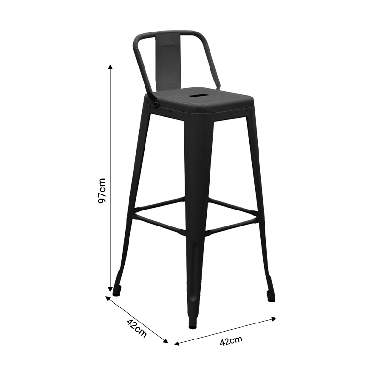 Bar stool with backrest Utopia pakoworld metal white 42x42x97cm