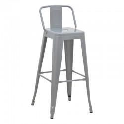 Bar stool with backrest Utopia pakoworld metal grey matte 42x42x97cm