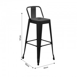 Bar stool with backrest Utopia pakoworld metal grey matte 42x42x97cm