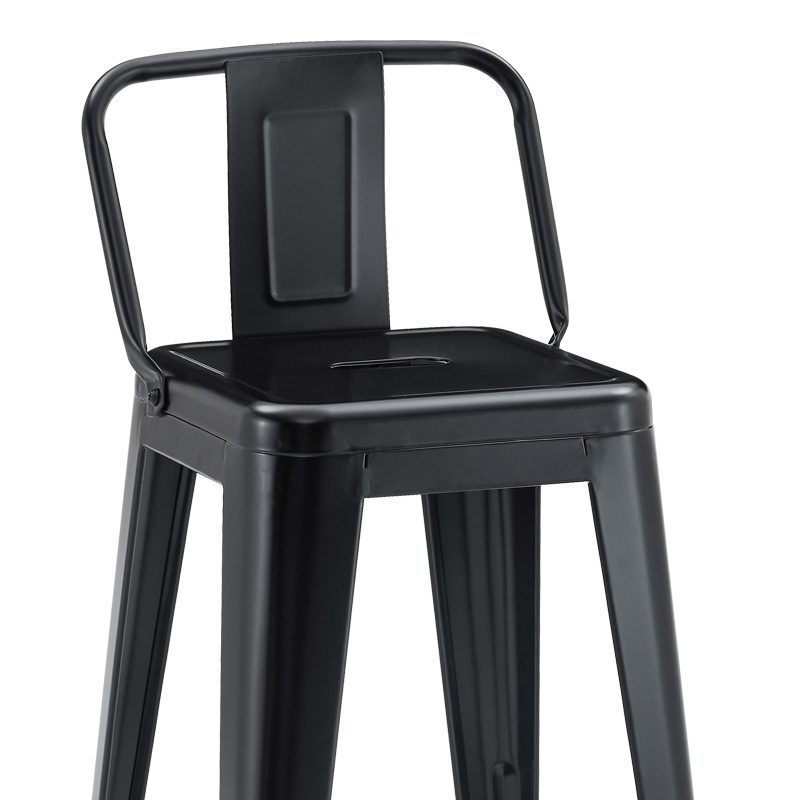 Mid-height Bar stool with backrest Utopia pakoworld metal black 42x42x86cm