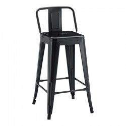 Mid-height Bar stool with backrest Utopia pakoworld metal black 42x42x86cm