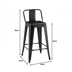 Mid-height Bar stool with backrest Utopia pakoworld metal black 42x42x86cm