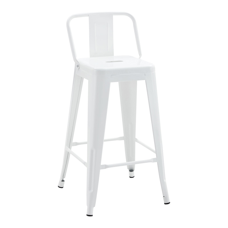 Mid-height bar stool with back Utopia pakoworld metal in white shade 42x42x86cm