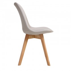 Gaston chair pakoworld beige pp-fabric and wooden leg in natural shade56.5x43x83.5cm