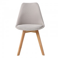Gaston chair pakoworld beige pp-fabric and wooden leg in natural shade56.5x43x83.5cm