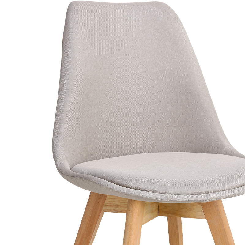 Gaston chair pakoworld beige fabric and natural wood leg56.5x43x83.5cm