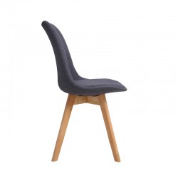 Gaston chair pakoworld anthracite pp-fabric and wooden leg in natural shade 56.5x43x83.5cm