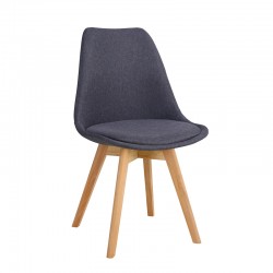 Gaston chair pakoworld anthracite pp-fabric and wooden leg in natural shade 56.5x43x83.5cm
