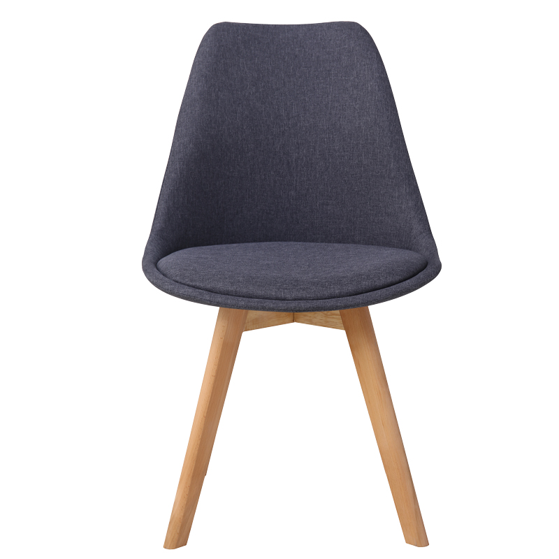Gaston chair pakoworld anthracite fabric and natural wood leg 56.5x43x83.5cm