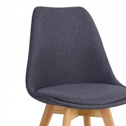 Καρέκλα Gaston pakoworld ανθρακί pp-ύφασμα και ξύλινο πόδι σε φυσική απόχρωση 56.5x43x83.5εκ