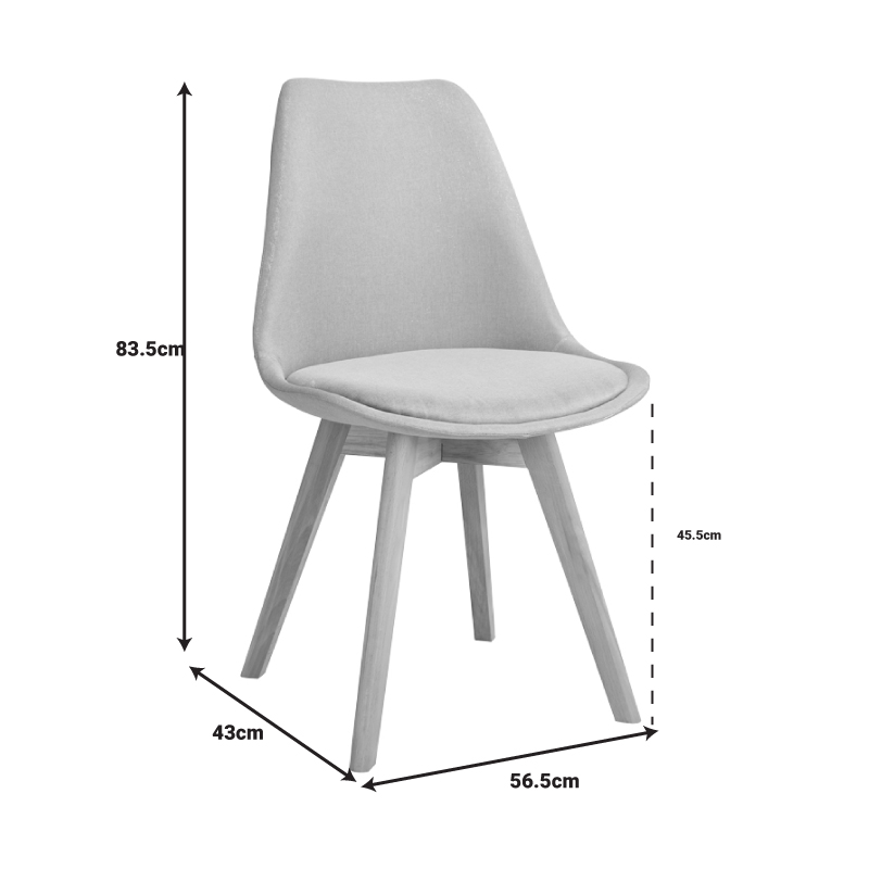 Καρέκλα Gaston pakoworld ανθρακί pp-ύφασμα και ξύλινο πόδι σε φυσική απόχρωση 56.5x43x83.5εκ