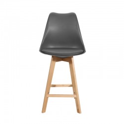 Bar stool Gaston pakoworld dark grey pp-pu-natural wood leg 56x48.5x104cm