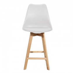 Bar stool Gaston pakoworld white pp-pu and natural wood leg 56x48.5x104cm