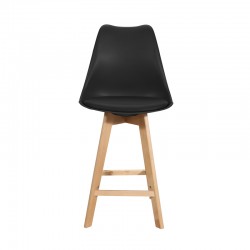 Bar stool Gaston pakoworld black pp-pu and natural wood leg 56x48.5x104cm