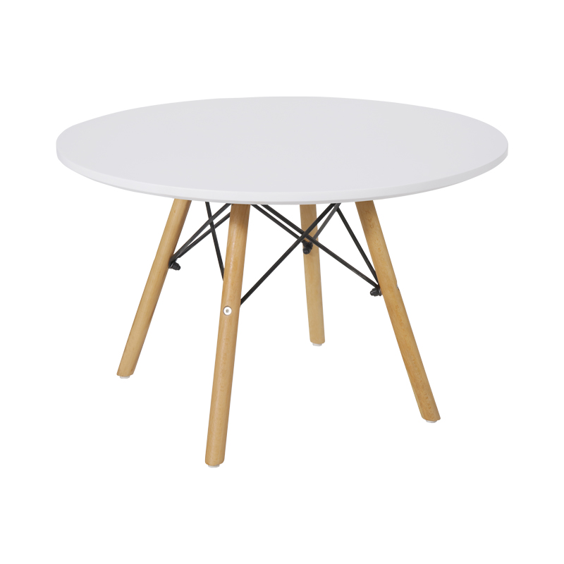 Julita children's table pakoworld white mdf and natural beech wood Φ60x51cm