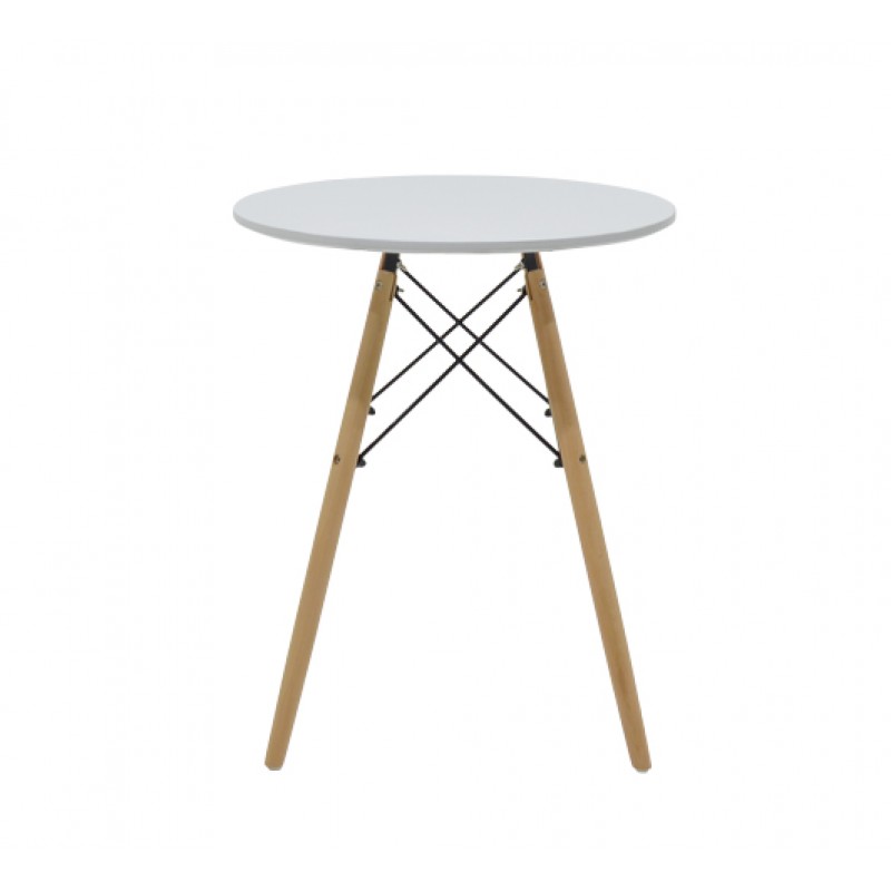 Julita pakoworld table MDF white and natural beech wood Φ60x73cm