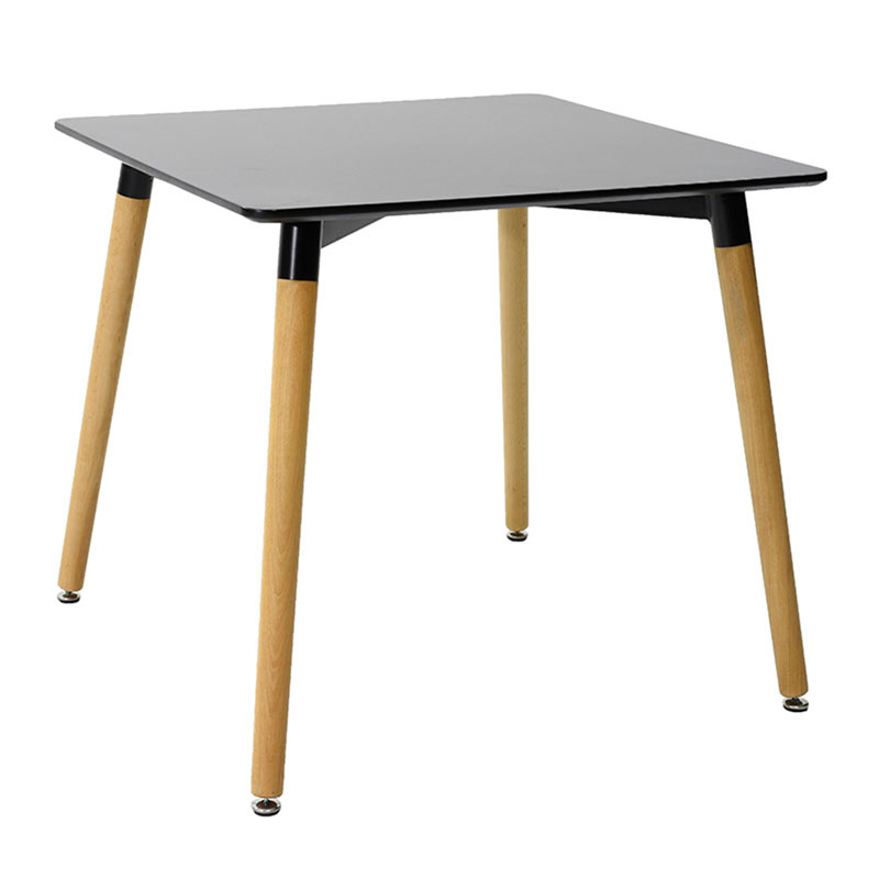 Dining table Natali-Gaston set of 5 pakoworld MDF and beech wood in black-natural shade 80x80x76cm