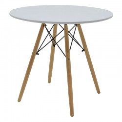 Julita-Gaston dining table set of 3 pakoworld MDF and beech wood in gray-white-natural shade D80x73cm