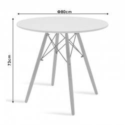 Julita-Gaston dining table set of 3 pakoworld MDF and beech wood in gray-white-natural shade D80x73cm