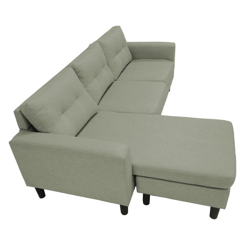 Reversible corner sofa Maneli pakoworld fabric grey-beige 196x138/77x82cm