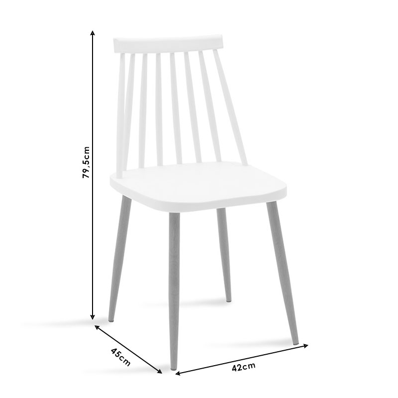 Chair Aurora pakoworld pp white-natural leg 42x46x79cm