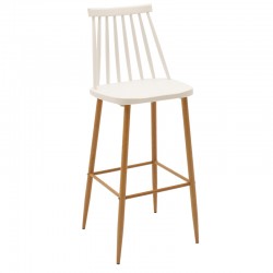 Bar stool Aurora pakoworld white pp-natural leg 42x49x109cm