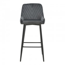 Bar stool Deppy pakoworld velvet dark grey- black metal 43x54x102cm