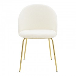Chair Fersais pakoworld white teddy fab ric-gold metal 48x57x81cm