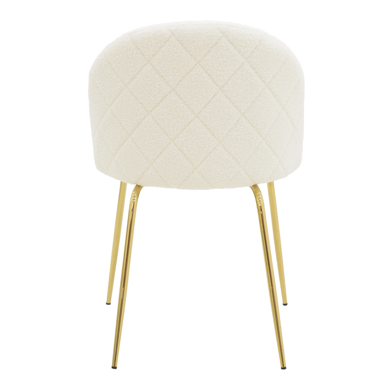 Chair Fersais pakoworld white teddy fab ric-gold metal 48x57x81cm