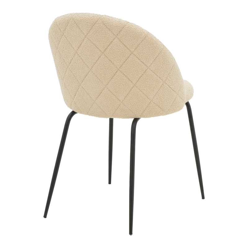 Chair Fersais pakoworld ivory teddy fabric-black metal 48x57x81cm
