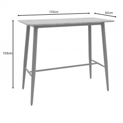 Τραπέζι μπαρ Senso pakoworld sonoma lpl επιφάνεια-πόδι φυσικό μέταλλο 120x60x103εκ