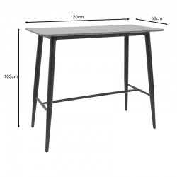 Bar table Senso pakoworld gray lpl surface-leg black metal 120x60x103cm