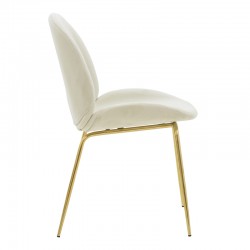 Chair Maley pakoworld ivory velvet-gold metal 47x60x90cm