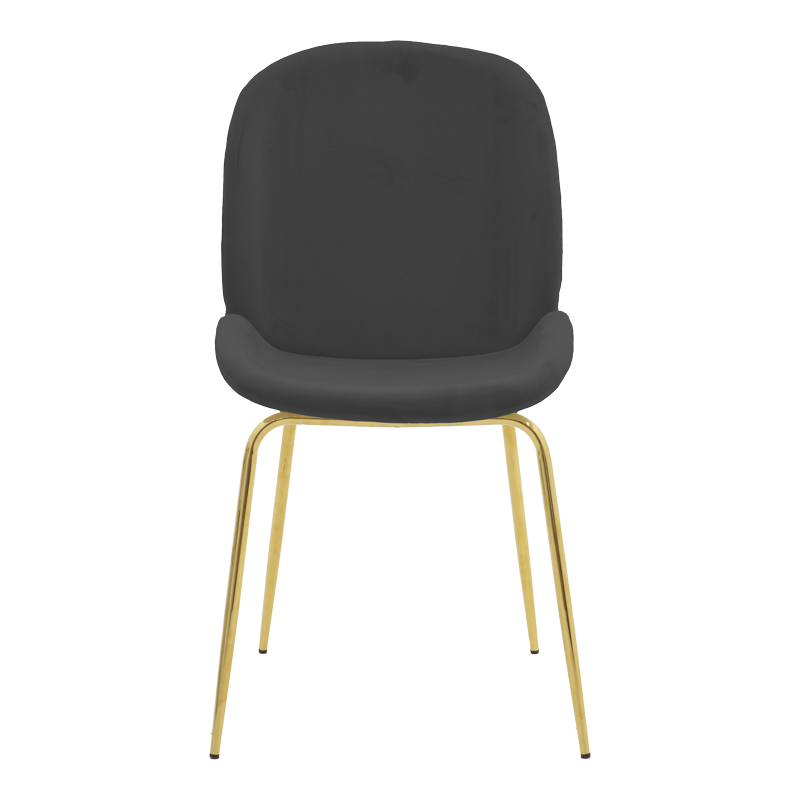 Chair Maley pakoworld dark grey velvet-gold metal 47x60x90cm