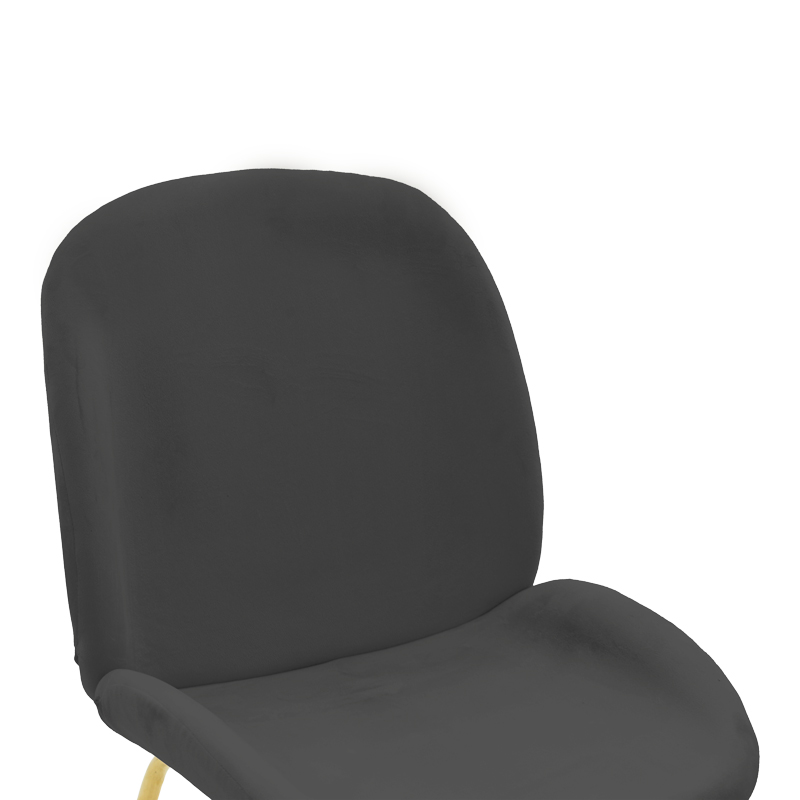 Καρέκλα Maley pakoworld ανθρακί βελούδο-πόδι χρυσό μέταλλο 47x60x90εκ