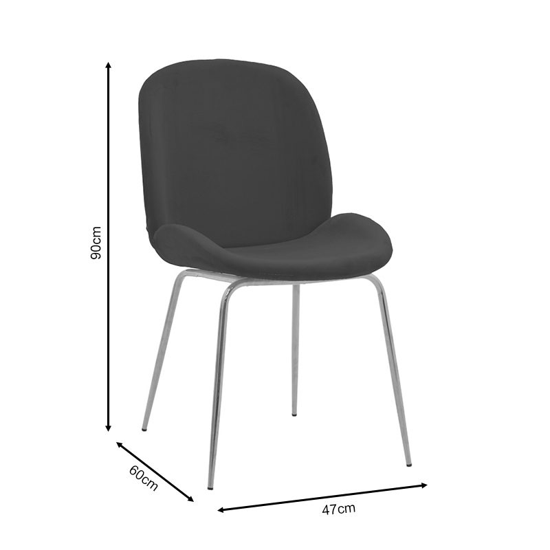 Chair Maley pakoworld dark grey velvet-gold metal 47x60x90cm