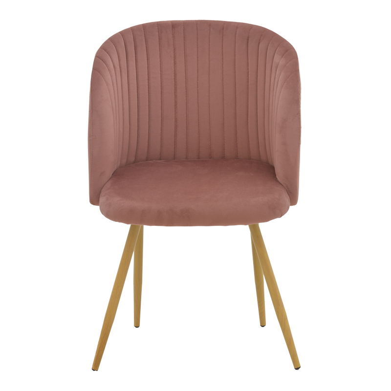 Chair Anelie pakoworld rotten apple velvet-natural metal leg 45x59x78cm