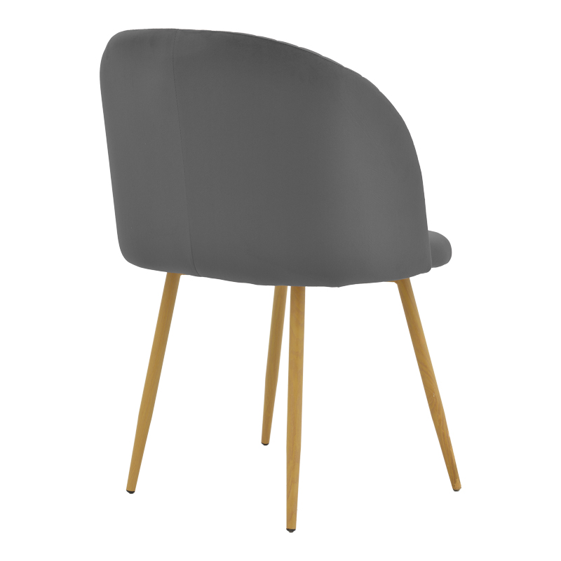 Chair Anelie pakoworld dark grey velvet-natural metal leg 45x59x78cm