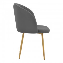 Chair Anelie pakoworld dark grey velvet-natural metal leg 45x59x78cm
