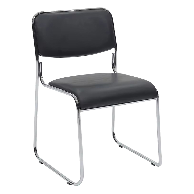 Guest stackable chair Randin pakoworld black pu-chrome leg 42x44x77cm