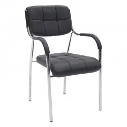 Guest stackable chair Otlen pakoworld black pu-chrome leg 47x45x87cm