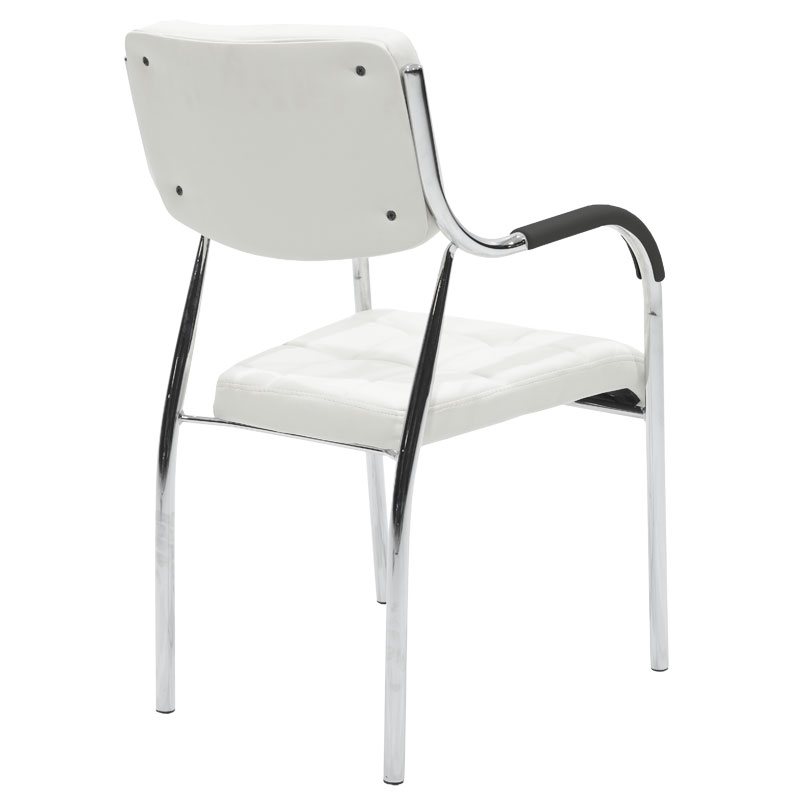 Stackable guest chair Otlen pakoworld white pu-chrome leg 47x45x87cm