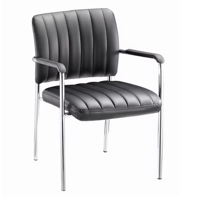 Cazen stackable guest chair pakoworld black pu-chrome leg 55x49x84cm