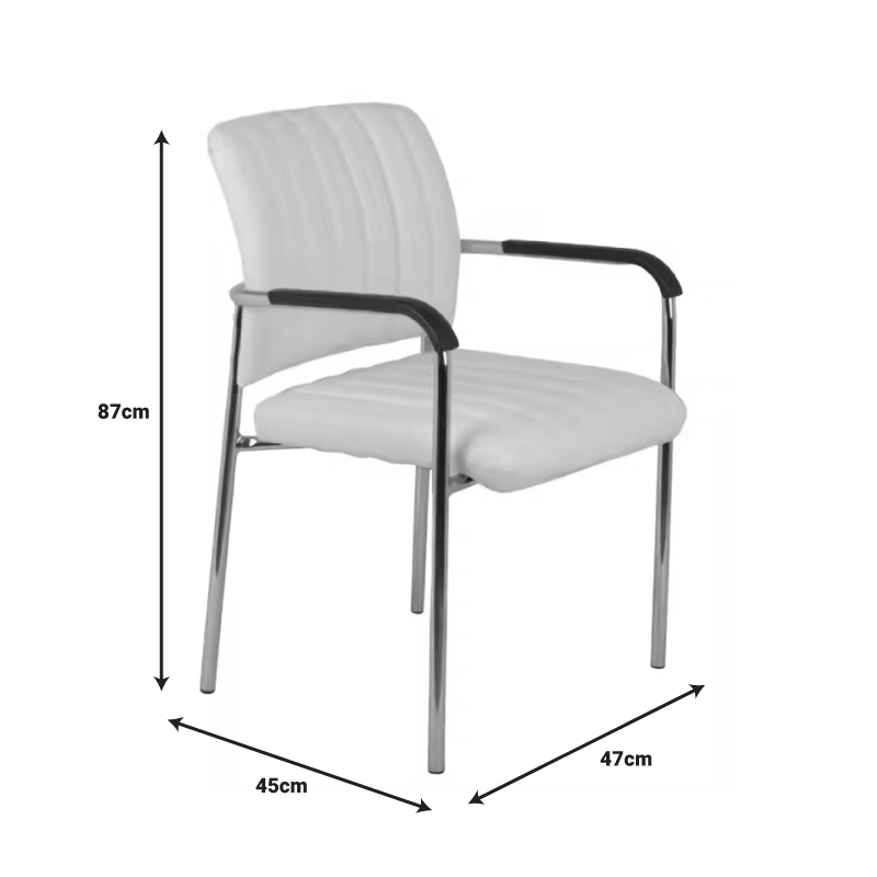 Cazen stackable guest chair pakoworld white pu-chrome leg 55x49x84cm